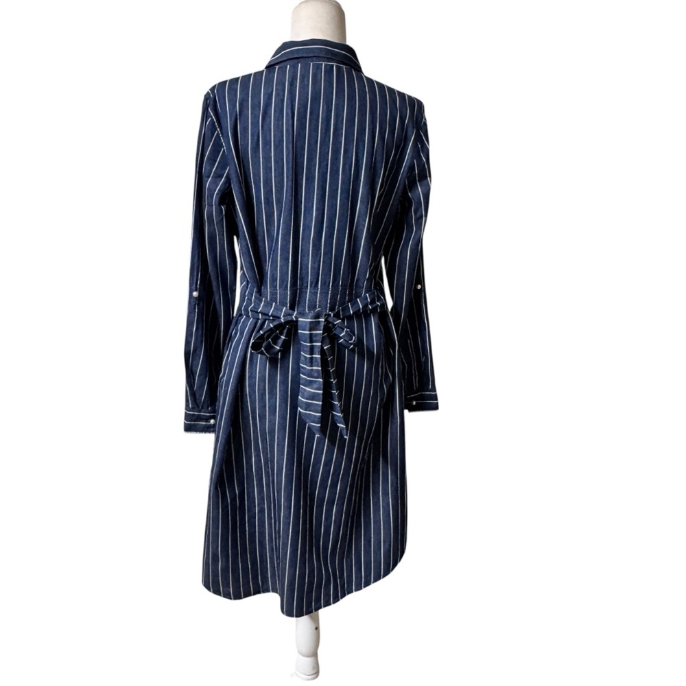 Given Kale denim striped pear button chambray lagen coastal, shirtdress sz L - Picture 4 of 7